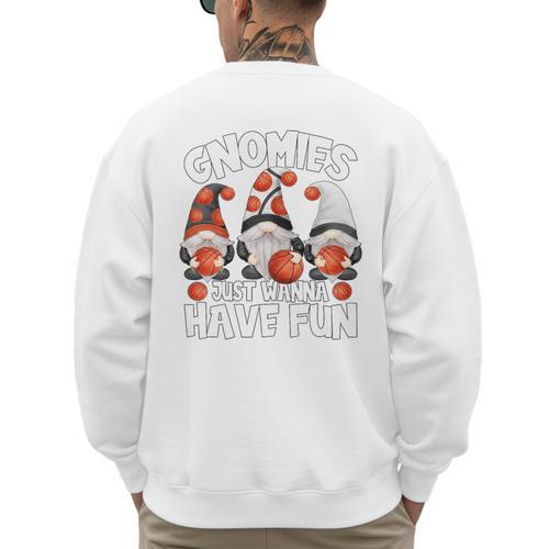 Basketball Gnomies Have Fun For Baseball Dad And Coach Premium Men's Sweatshirt Back Print - Sportilla