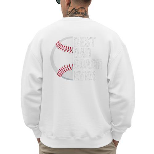 Best Baseball Dad Coach Ever Retro Father Baseball Coach Dad Premium Men's Sweatshirt Back Print - Sportilla