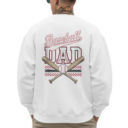 Best Baseball Dad Ever Vintage Baseball Daddy Father's Day Men's Sweatshirt Back Print - Sportilla