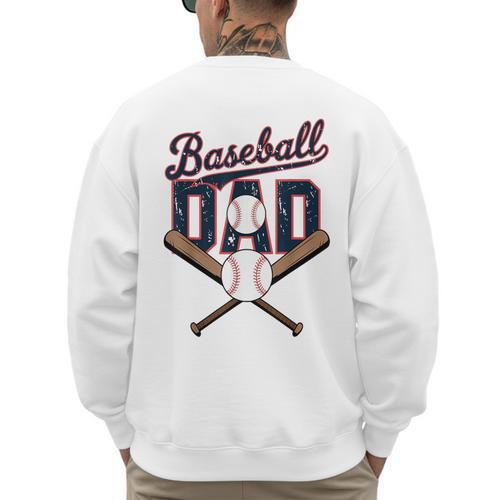 Cool Baseball Dad For Vintage Father's Day Game Day Men's Sweatshirt Back Print - Sportilla