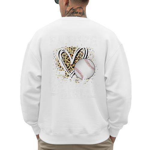 Father Of The Birthday Girl Baseball Dad Leopard Heart Premium Tri-Blend Men's Sweatshirt Back Print - Sportilla