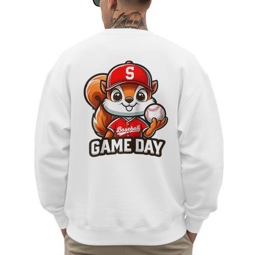 Game Day Baseball Dad Baseball Mam Father's Day Raglan Baseball Tee Men's Sweatshirt Back Print - Sportilla