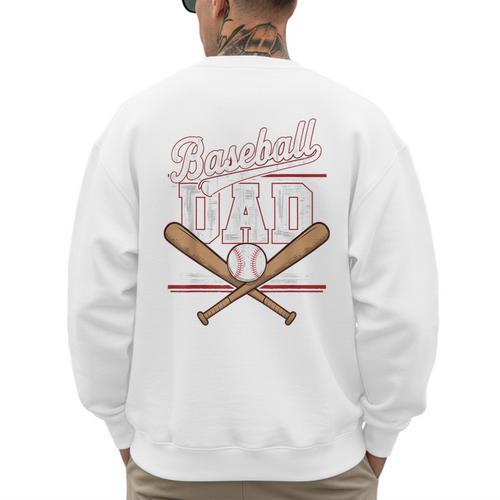 Game Day Baseball Dad Vintage Daddy Father's Day Boys Kids Men's Sweatshirt Back Print - Sportilla