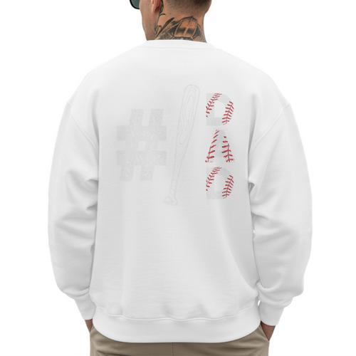 Number One Baseball Dad Fathers Day Baseball Player Dad Premium Men's Sweatshirt Back Print - Sportilla