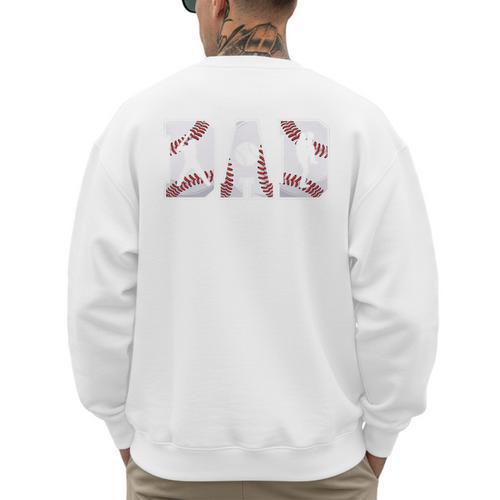 Retro Baseball Dad Daddy Father Happy Fathers Day Men Guys Premium Men's Sweatshirt Back Print - Sportilla