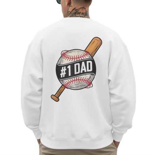 Vintage 1 Baseball Dad Daddy Father's Day From Son Daughter Men's Sweatshirt Back Print - Sportilla
