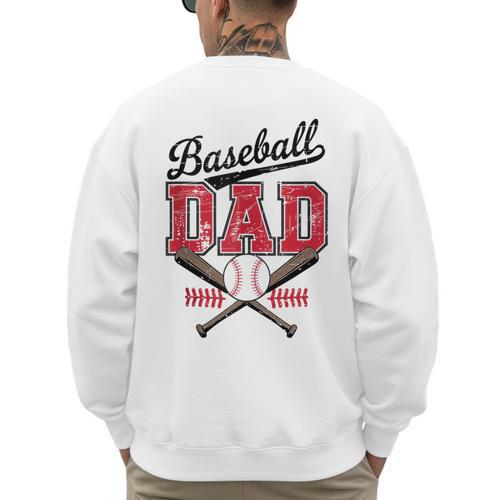 Vintage Baseball Dad Daddy Father's Day Baseball Players Men's Sweatshirt Back Print - Sportilla