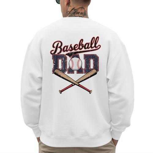Vintage Baseball Dad For Game Day Father's Day Toddler Kids Men's Sweatshirt Back Print - Sportilla