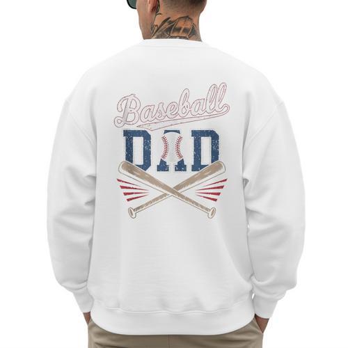 Vintage Baseball Dad Humor Father's Day Sport Lovers Men's Sweatshirt Back Print - Sportilla
