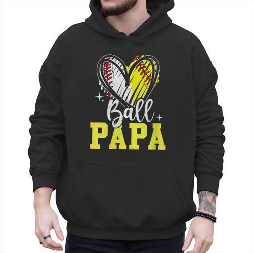 Ball Papa Softball Baseball Dad Daddy Men Hoodie - Sportilla