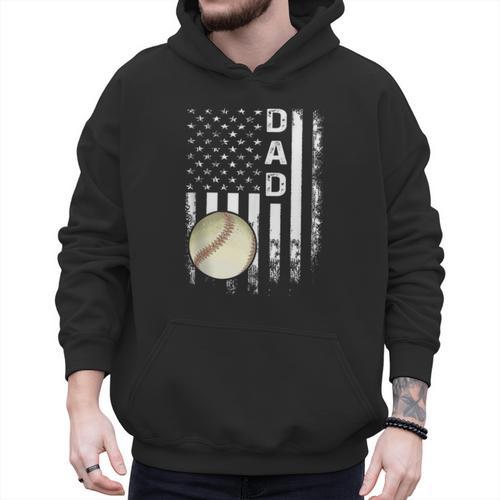 Baseball Dad America Flag Vintage Christmas Xmas Men Hoodie - Sportilla