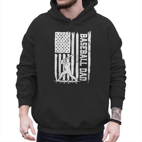 Baseball Dad American Flag Papa Daddy Happy Father's Day Men Hoodie - Sportilla
