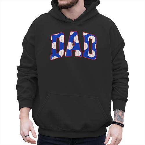Baseball Dad Bold Varsity Style Letters Sport Themed Men Hoodie - Sportilla