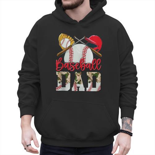 Baseball Dad Camo Husband Fathers Day Player Coach Dad Son Men Hoodie - Sportilla