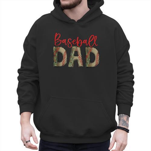 Baseball Dad Camouflage Camo Flag Military Father's Day Men Hoodie - Sportilla