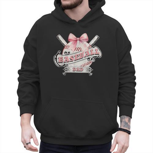 Baseball Dad With Coquette Cute Bow Sport Season Men Hoodie - Sportilla