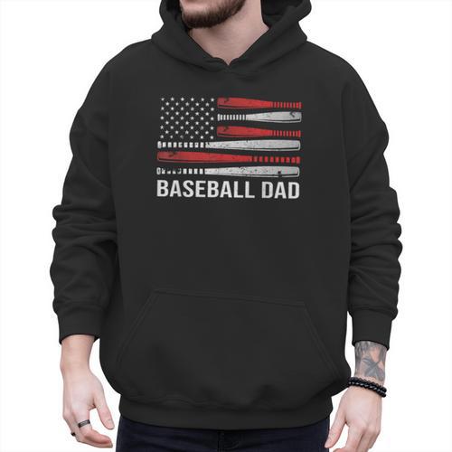 Baseball Dad Father's Day US Flag Baseball Men Hoodie - Sportilla