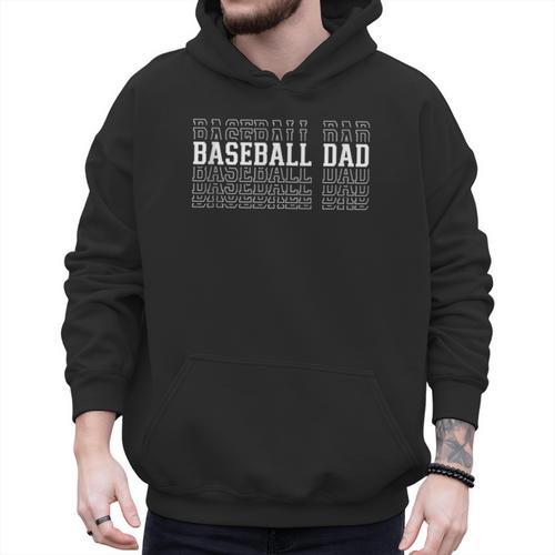 Baseball Dad Layered Text Father Coach Player Men Hoodie - Sportilla