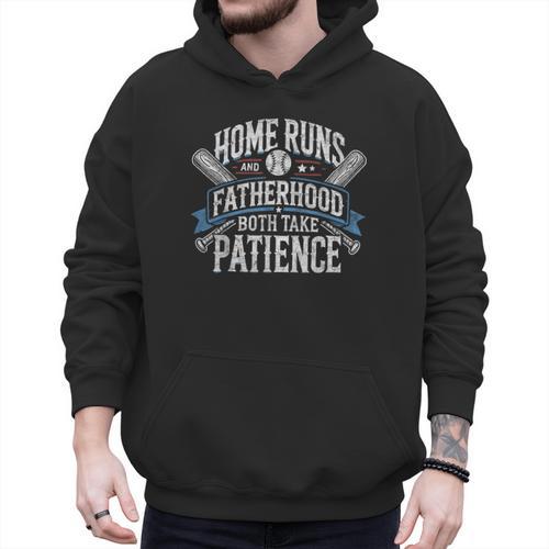 Baseball Dad Men Home Runs & Fatherhood Both Take Patience Men Hoodie - Sportilla