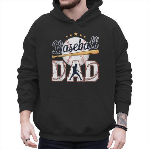 Baseball Dad Player Cool Retro Sports Fan Father's Day Men Hoodie - Sportilla