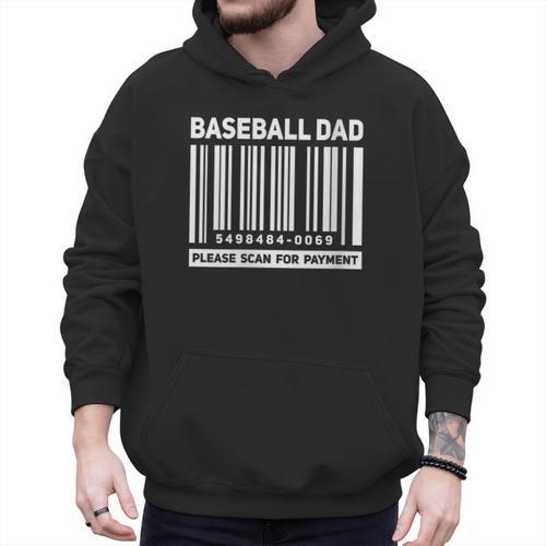 Baseball Dad Scan For Payment Barcode Father Men Hoodie - Sportilla