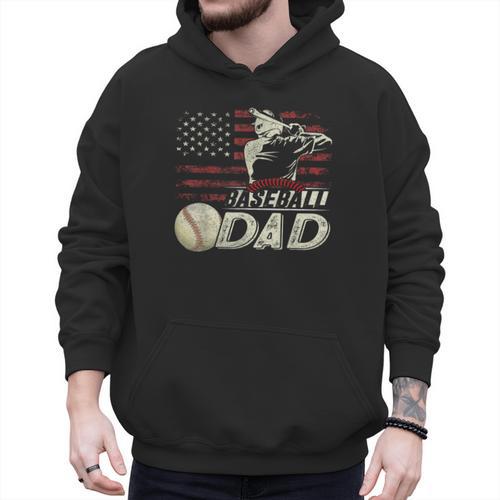 Baseball Dad US Flag For Dad Men Patriotic Fathers Day Men Hoodie - Sportilla