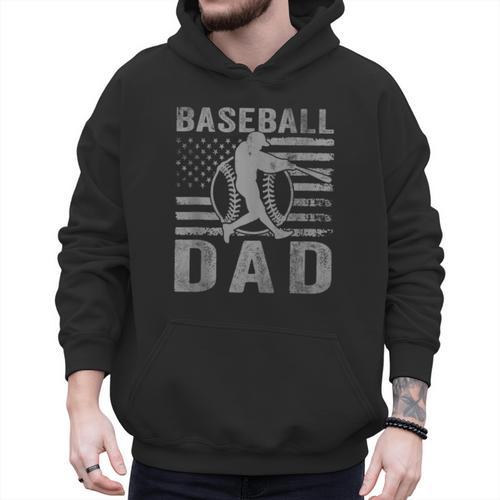 Baseball Dad USA American Flag Father's Day Men Men Hoodie - Sportilla