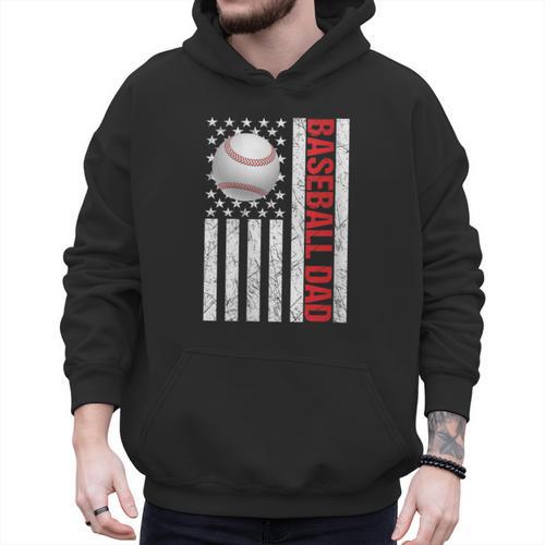 Baseball Dad USA American Flag Patriotic Dad 4th Of July Men Hoodie - Sportilla