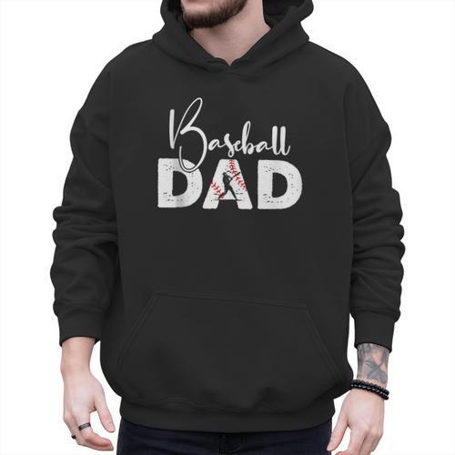 Baseball Dad Vintage Heart Present For Baseball Daddy Men Hoodie - Sportilla