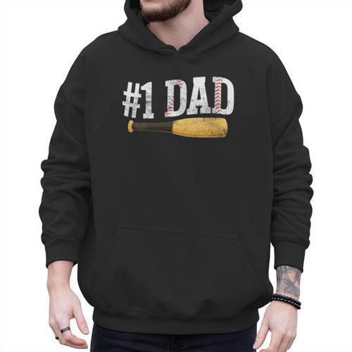 Baseball Player Dad Papa Number One Baseball Dad Fathers Day Men Hoodie - Sportilla