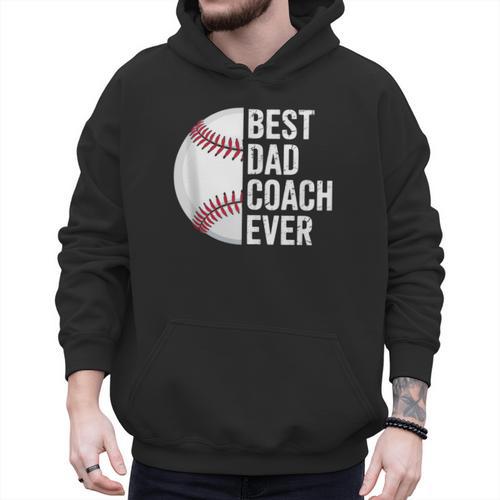 Best Baseball Dad Coach Ever Retro Father Baseball Coach Dad Men Hoodie - Sportilla