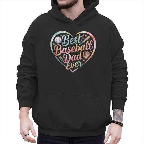 Best Baseball Dad Ever Heart Men Hoodie - Sportilla