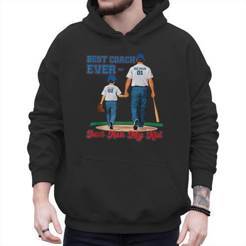 Best Coach Ever Fathers Day Baseball Dad Papa Sports Lover Men Hoodie - Sportilla
