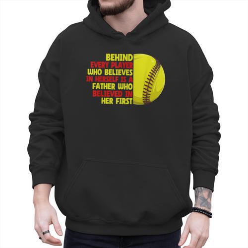 Dad Of Ballers Behind Every Softball Player Baseball Dads Men Hoodie - Sportilla