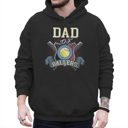 Dad Of Ballers Volleyball Baseball Dad Of Baller Dad Of Men Hoodie - Sportilla