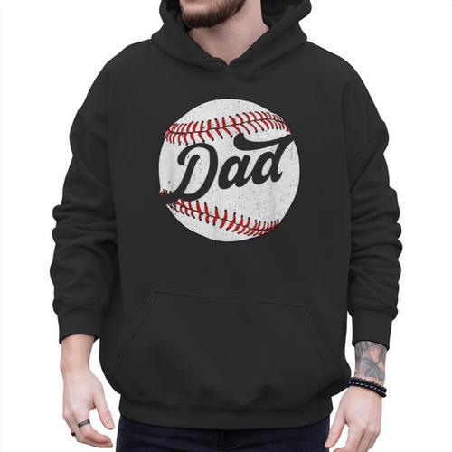 Dad Baseball Ball Vintage Groovy Baseball Daddy Fathers Day Men Hoodie - Sportilla