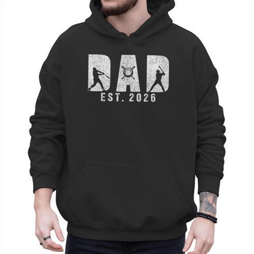 Dad Est 2026 Baseball Dad To Be New Baby Daddy Father's Day Men Hoodie - Sportilla