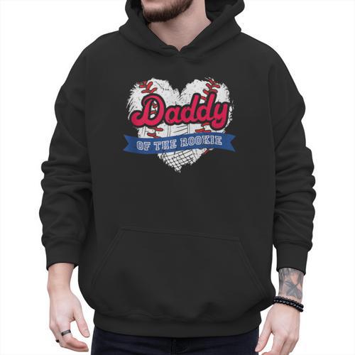Daddy Of The Rookie Baseball Dad Retro Love Heart Birthday Men Hoodie - Sportilla