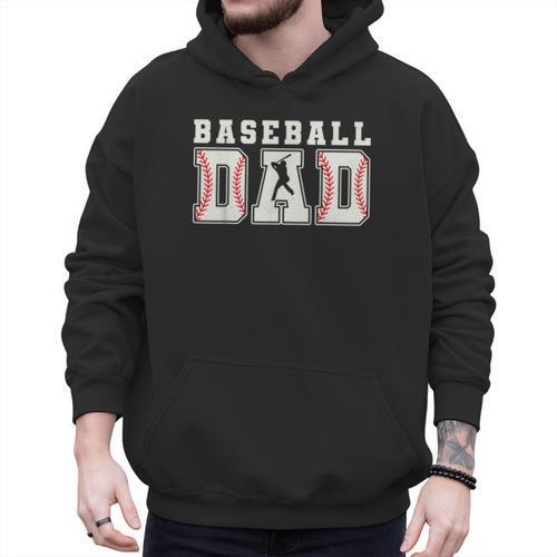 Groovy Baseball Dad Father Happy Fathers Day Sports Game Day Men Hoodie - Sportilla