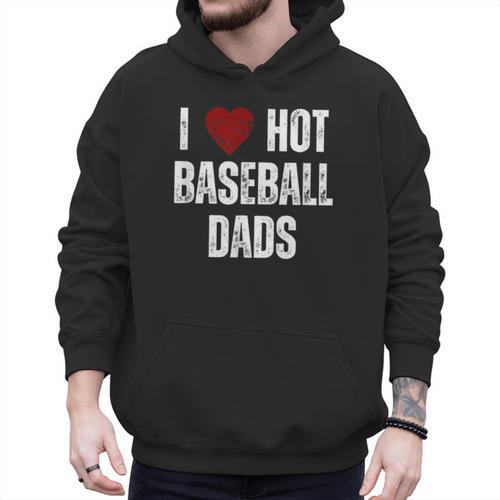 I Love Hot Baseball Dads Red Hearts Men Hoodie - Sportilla