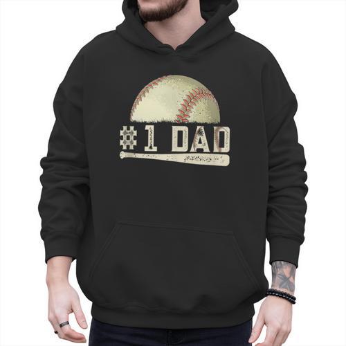 Number One Baseball Dad Fathers Day Baseball Player Dad Papa Men Hoodie - Sportilla