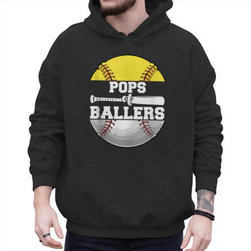 Pops Of Ballers Softball Baseball Dad Men Hoodie - Sportilla