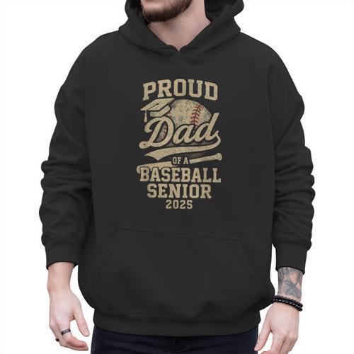 Proud Dad Of A Baseball 2025 Senior Vintage Baseball Dad Men Hoodie - Sportilla