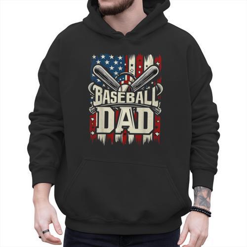 Retro American Flag Baseball Dad Father's Day Men Hoodie - Sportilla