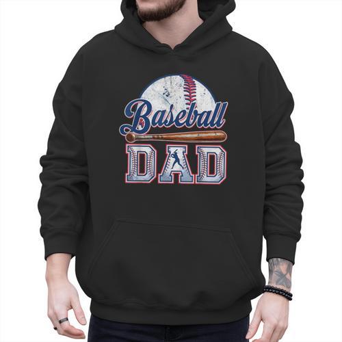 Retro Baseball Dad Happy Fathers Day For Men Sports Lovers Men Hoodie - Sportilla