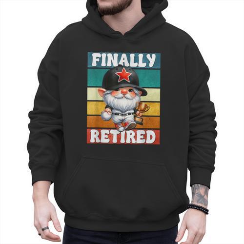 Retro Baseball Retirement Gnome Baseball Dad Finally Retired Men Hoodie - Sportilla