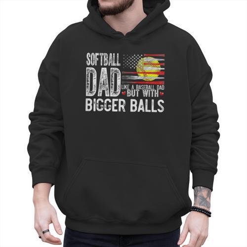 Softball Dad Like A Baseball Dad Retro US Flag Father's Day Men Hoodie - Sportilla