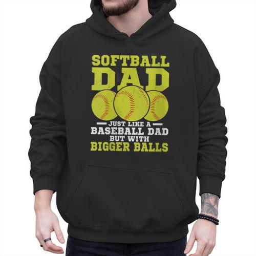 Softball Dad Just Like A Baseball Dad Team Men Hoodie - Sportilla