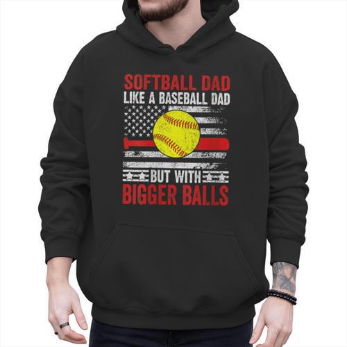 Vintage Softball Dad Like A Baseball Dad US Flag Men Hoodie - Sportilla