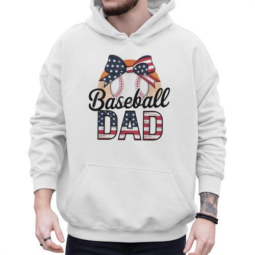 Baseball Dad American Flag Bow Sports Men Hoodie - Sportilla